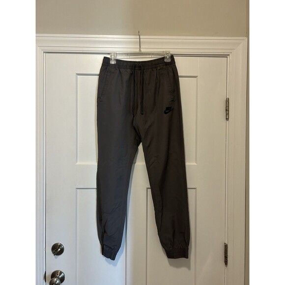 Nike Medium Gray Cotton Nylon Elastic Waist Soft Lined Windbreaker Jogger Pants - Picture 1 of 6